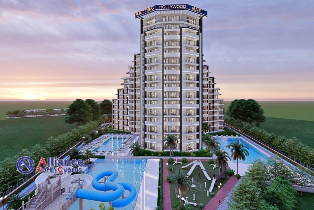 Квартиры в новом масштабном курортомй комплексе, расположенном на берегу моря в бухту Морфу в районе Газиверен на Северном Кипре.