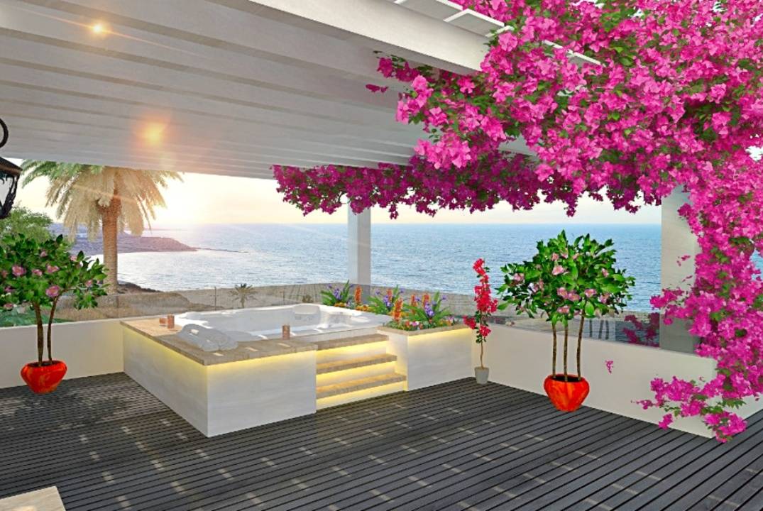 Современные апартаменты в средиземноморском стиле в курортном комплексе на первой береговой линии 