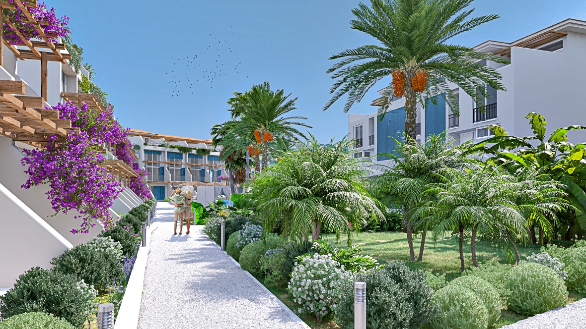 Квартиры с садом и лофты 1+1 и 2+1 в роскошном комплексе с инфраструктурой на берегу моря