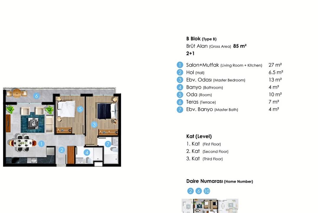 Двух и трех спальные квартиры в центре города Кирения