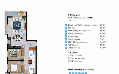 Двух и трех спальные квартиры в центре города Кирения