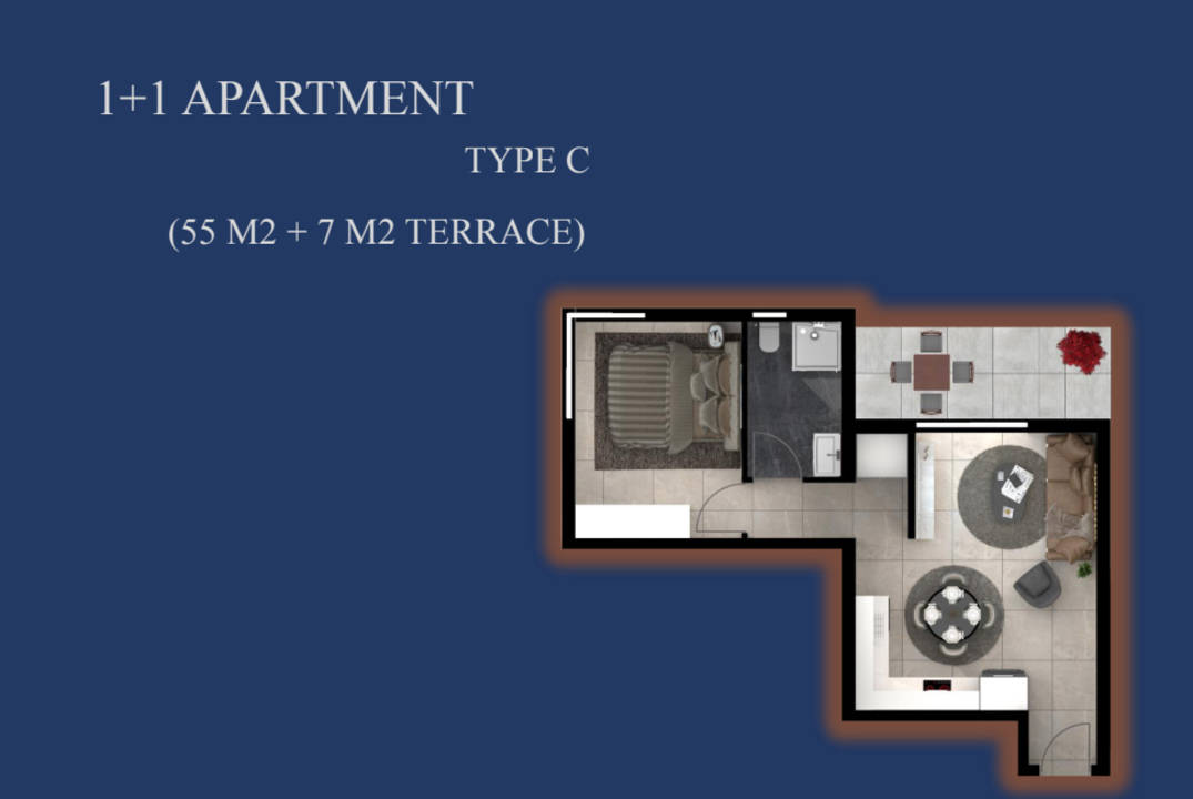 Квартиры студии, 1+1 и 2+1 разной площади и планировки в Богаз, комплекс для жизни и отдыха!
