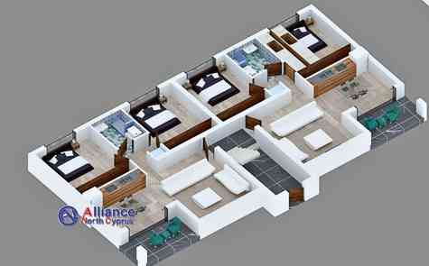 Апартаменты с одной и двумя спальными комнатами в великолепном двухэтажном комплексе в Богаз