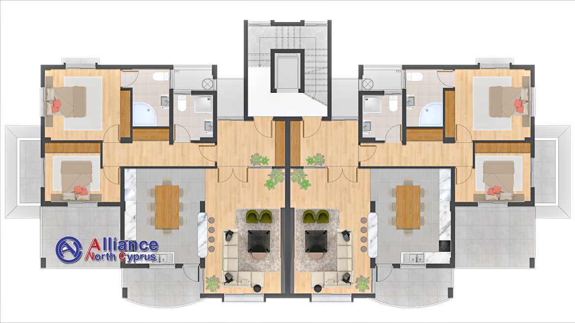 Квартиры 2+1 и 3+1 и пентхаусы 1+1 в красивом комплексе в Богаз