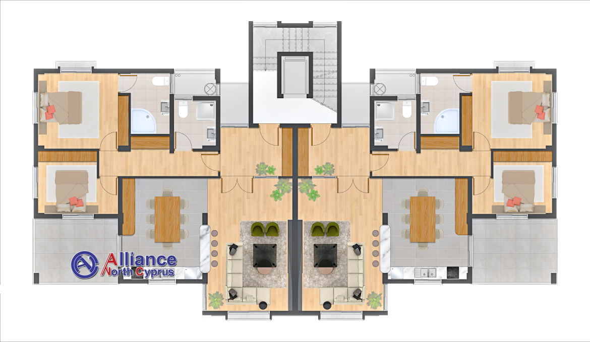 Квартиры 2+1 и 3+1 и пентхаусы 1+1 в красивом комплексе в Богаз